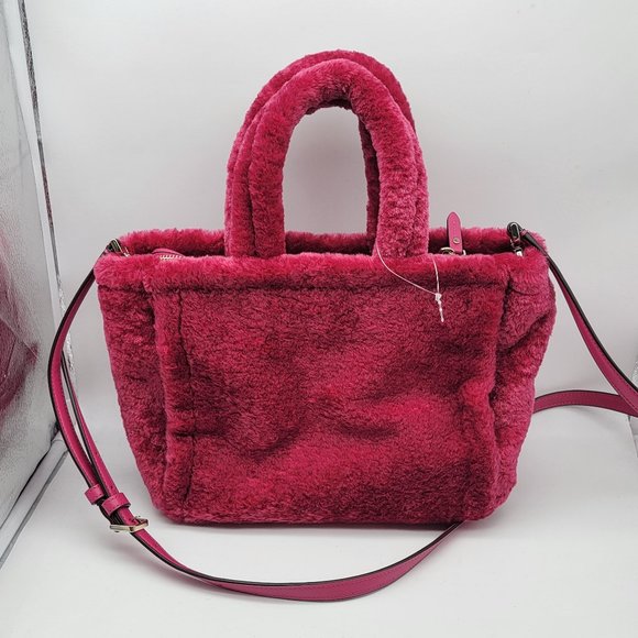Kate Spade Ella Faux Shearling Small Tote K9390 Festive Pink - Picture 2 of 6
